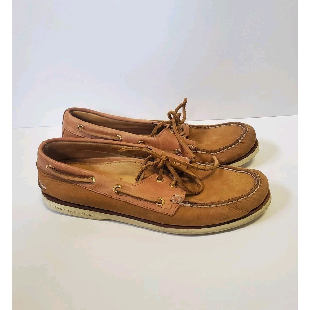 Sperry Gold Cup Boat Shoes Men's 8.5 Tan Brown Leather 2-Eye Top Sider - Picture 7 of 12